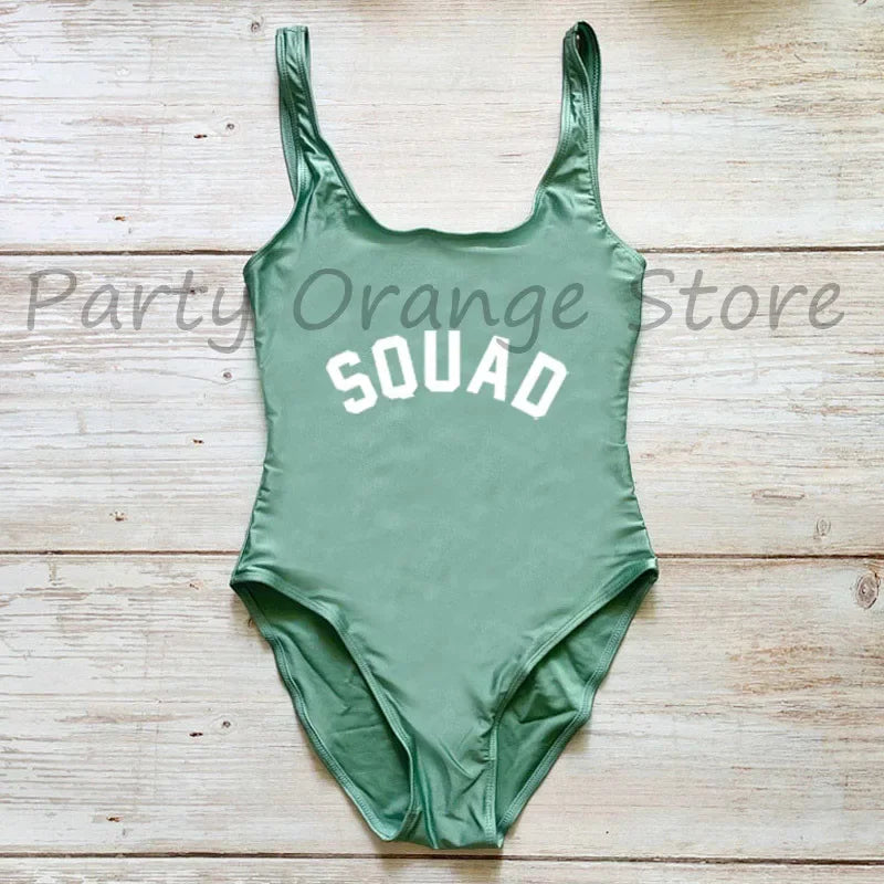 Bachelor Party Sexy One Piece Swimsuit BRIDE & SQUAD