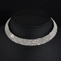 Rhinestone Choker Collar Necklace - 5 Styles