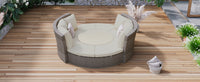 5-Piece Round Rattan Sectional Set All-Weather PE Wicker w/ Round Liftable Table