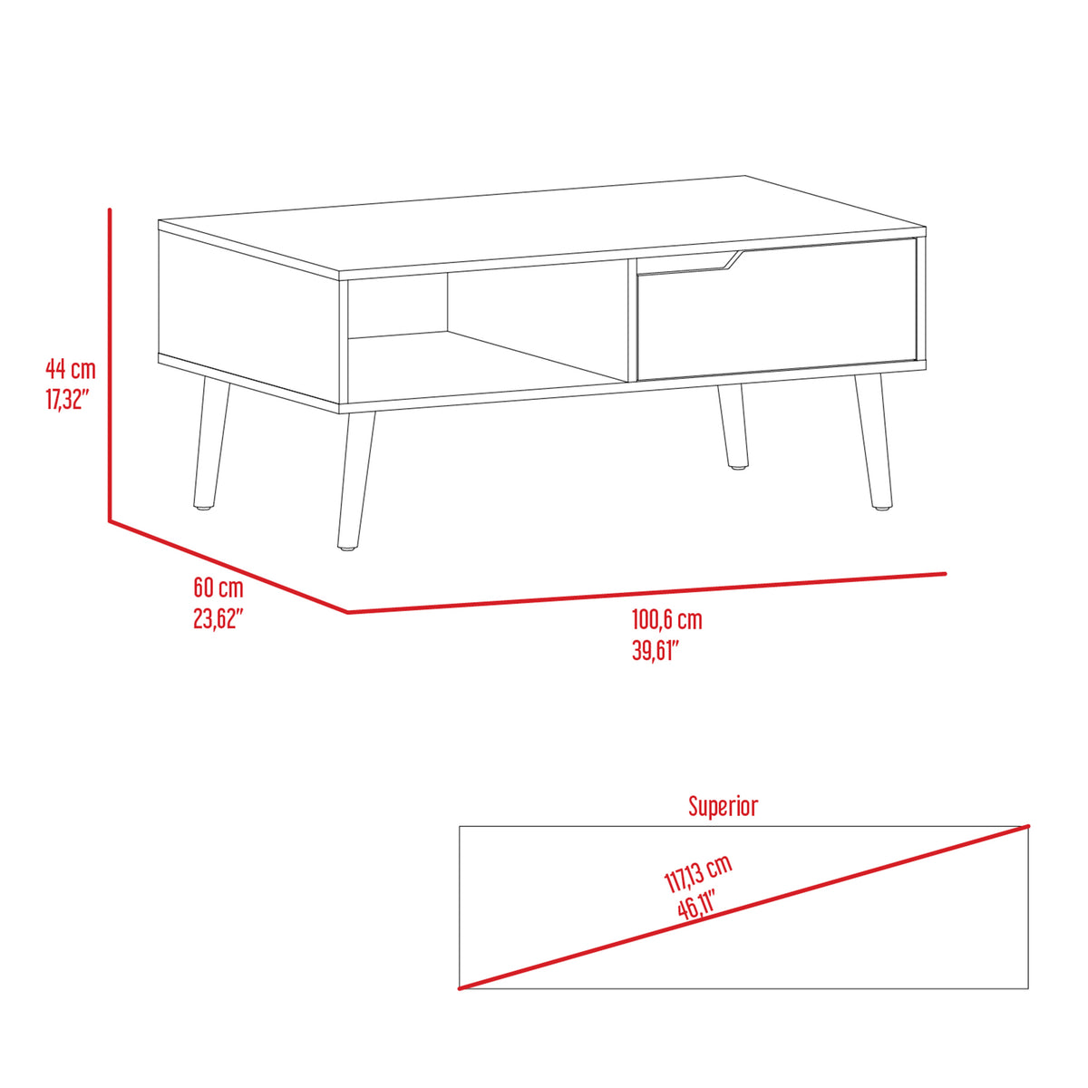 Coffee Table Bull, Living Room, Dark Walnut