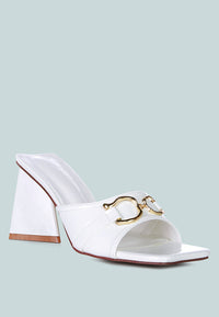 Salisbury Horsebit Buckle Triangular Block Heel Sandals