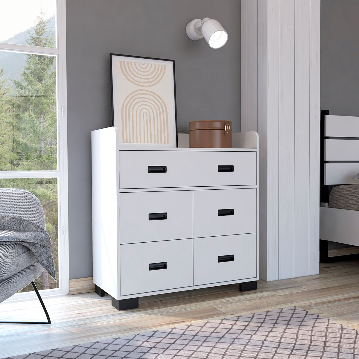 Dresser Wuuman, Four Drawers, Single Double Drawer - White