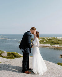 Simplistic Lace Edge, Ivory Off Shoulder Long Sleeve Mermaid Wedding Dress