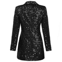 Designer Handmade Blazer w/ Double Lion Buttons Glitter Sequined Long