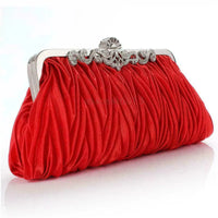 Crystal Evening Clutch w/ Chain & Ruffle (Multiple Colors)