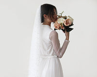 Wedding Veil With Pearl, Mid Length Veil  4022