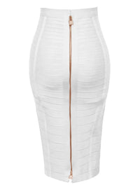 Solid Zipper Bandage Pencil Skirt (Multiple Colors)