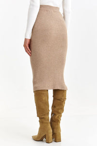 Stretch Pencil Ribbed Knee Length Skirt