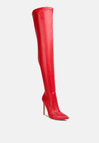 Gush Matte Leather Over Knee Heeled Boots