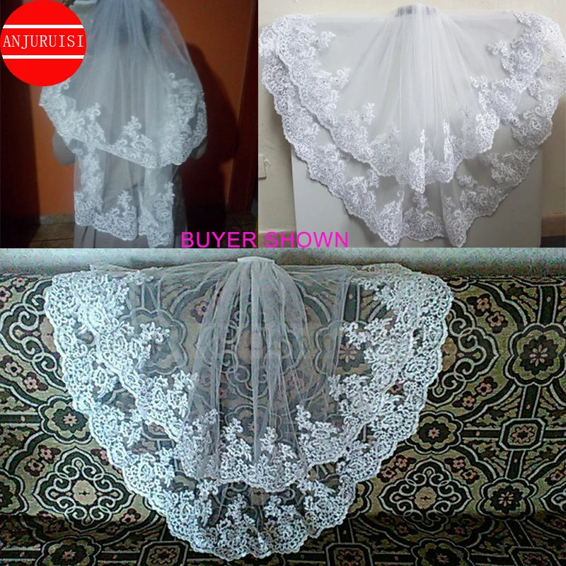 HUGE DISCOUNT- Two Layer Bridal Velo Lace Edge Short Wedding Veil