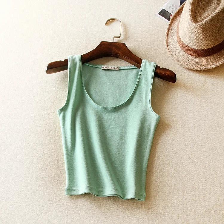 Short Cotton Tank Tops Style Crop Top (Multiple Colors)