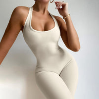 Breathable Ribbed Pant Length Jumpsuit or Shorts Length Romper