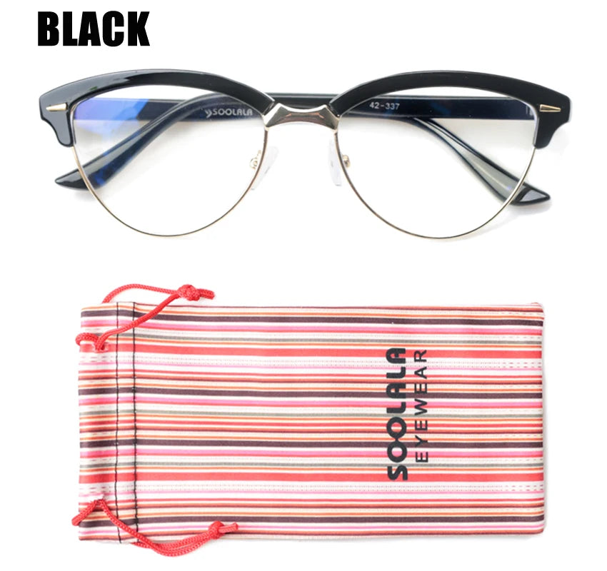 Cat Eye Semi-Rimless Anti Blue Light Filter Eyeglasses