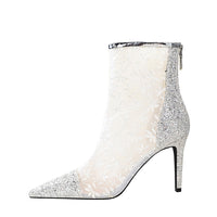 Lace & Sparkles & Mesh Ankle Stiletto Boot