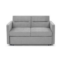 Loveseats Sofa Bed With Pull-Out Bed, Adjsutable Back and Two Arm Pocket,Grey