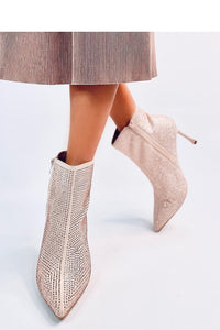 Rhinestone Baby Pink Ankle Heel Glitter Boots