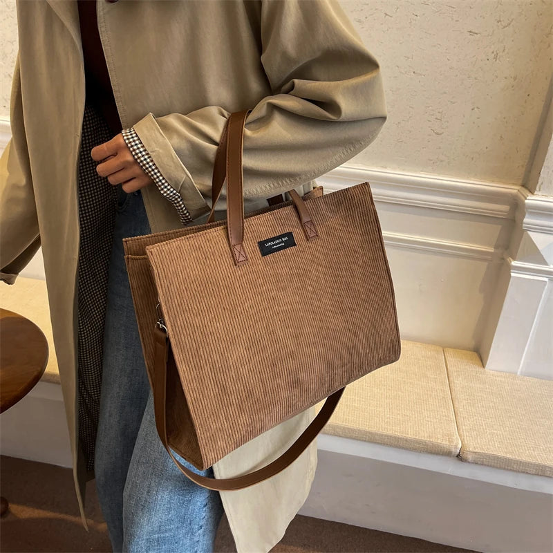 LEFTSIDE Large Corduroy Tote for Anything & Everything