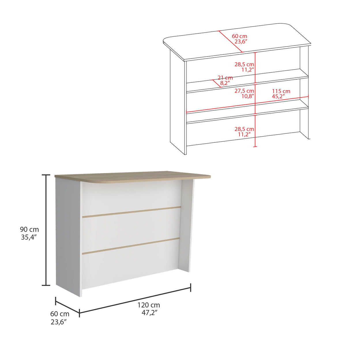 Kitchen Bar Dayton, Kitchen, White / Light Pine