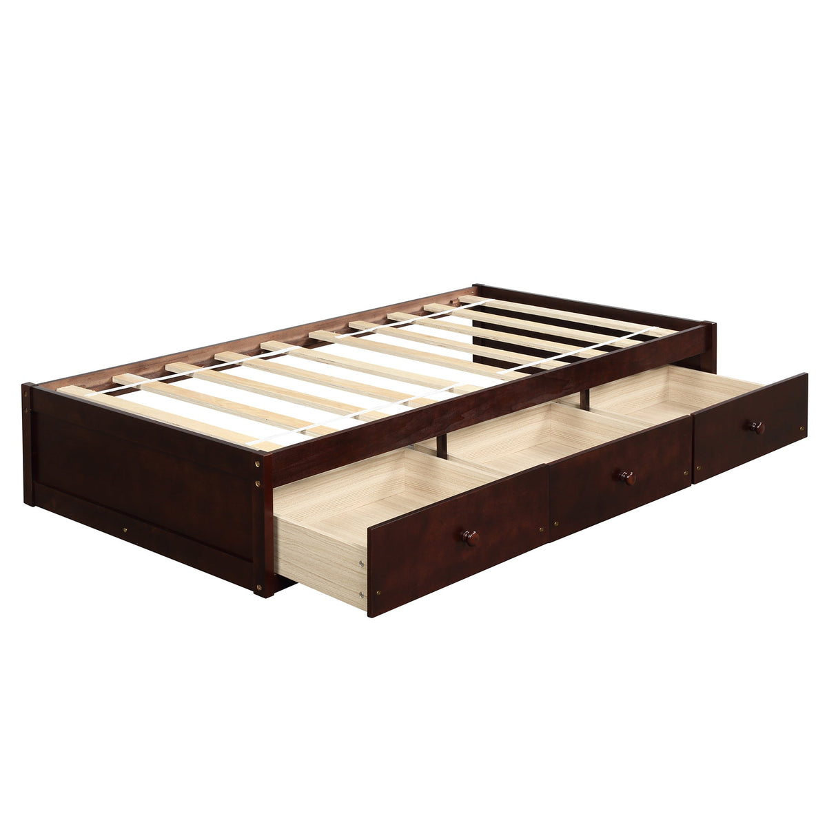 Twin Size Platform Storage Bed With 3 Drawers