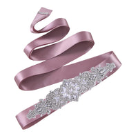 Rhinestones Wedding Belt w/ Crystal Applique for Waistband Bridal Sash