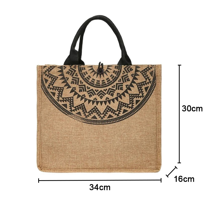 Summer Beach Large Capacity Tassel Shoulder Linen Totes