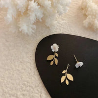 Fresh Cute Hook Drop Oil Flower Stud Crystal Earring