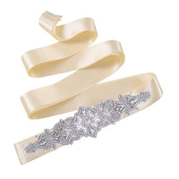 Rhinestones Wedding Belt w/ Crystal Applique for Waistband Bridal Sash