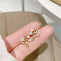 Fresh Cute Hook Drop Oil Flower Stud Crystal Earring