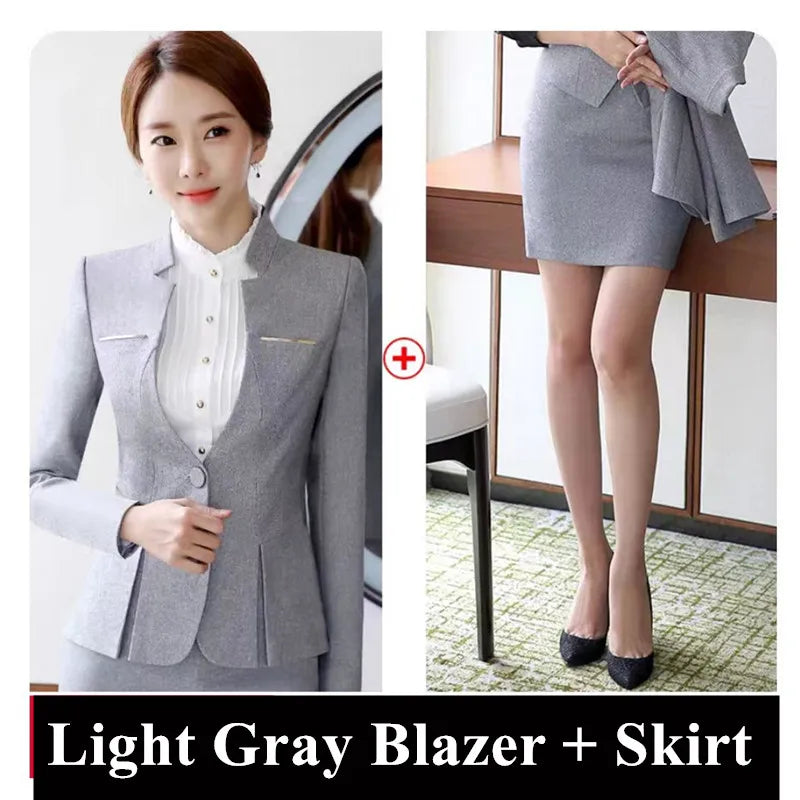 Naviu - 2 Piece Suit Pleated Blazer option of Pencil Skirt or Pants