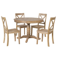 Modern 5 Piece Dining Table Set - Round Table and 4 Chairs