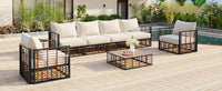 Modern 7-Piece Metal Patio Sectional Sofa Set, All-Weather Garden Set