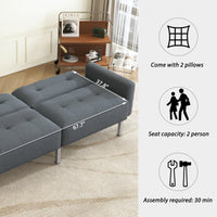 Linen Upholstered Modern Convertible Folding Futon Sofa Bed