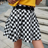 Pleated Checker board Harajuku High Waisted Skirt