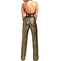 Handsewn Gold Sequin Striped Jumpsuit