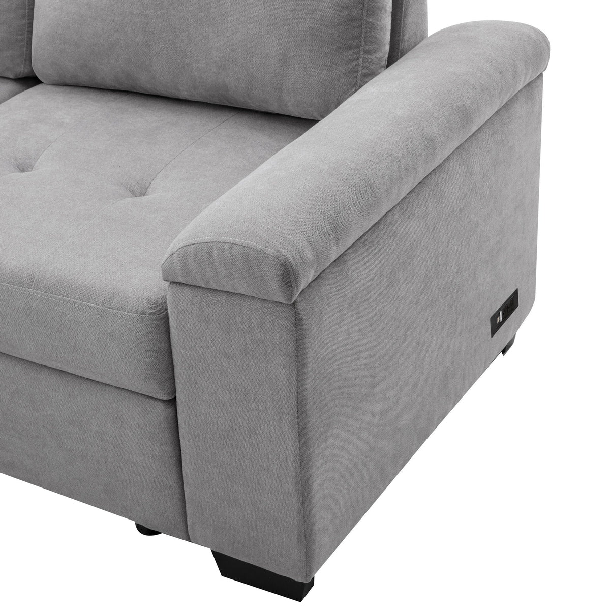 Sleeper Sofa, L-Shape w/ Storage Ottoman & Hidden Arm Storage & USB ports