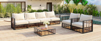 Modern 7-Piece Metal Patio Sectional Sofa Set, All-Weather Garden Set