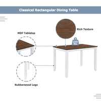 Rustic Minimalist Wood 5-Piece Dining Table Set w/ 4 X-Back Chairs - White