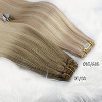 [16 Colors] 7 Pc Clip in Extensions, Human Hair 14-22" Double Weft Remy Hair