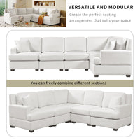 Sectional Modular Sofa With 2 Tossing Cushions and Solid Frame for Living Room