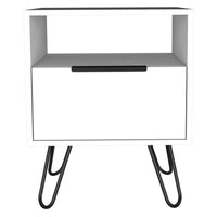 Nightstand Skyoner, Single Drawer, Hairpin Legs - White