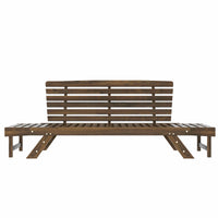 Outdoor Adjustable Patio Wooden Daybed Brown Finish + Gray Cushion