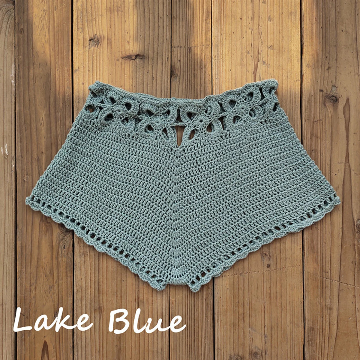 Crochet Cutout Summer Drawstring Cover-Up Shorts