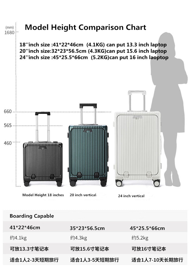 Multifunctional Lightweight Hard Suitcase USB Charger&Cup Holder (Multi Colors)