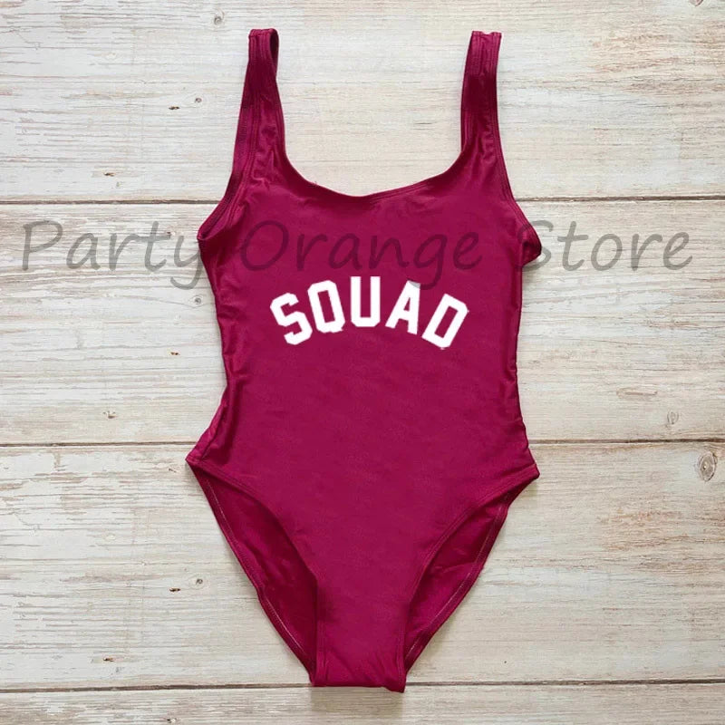 Bachelor Party Sexy One Piece Swimsuit BRIDE & SQUAD