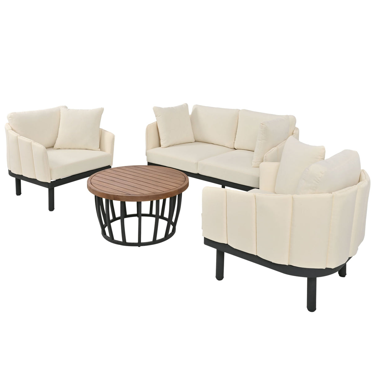 Luxury Modern 4-Piece Outdoor Iron Frame Conversation Patio Set