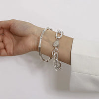 2/Pcs Set Gold Chain Link & Bamboo Bracelet Bangle