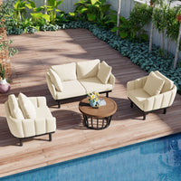 Luxury Modern 4-Piece Outdoor Iron Frame Conversation Patio Set