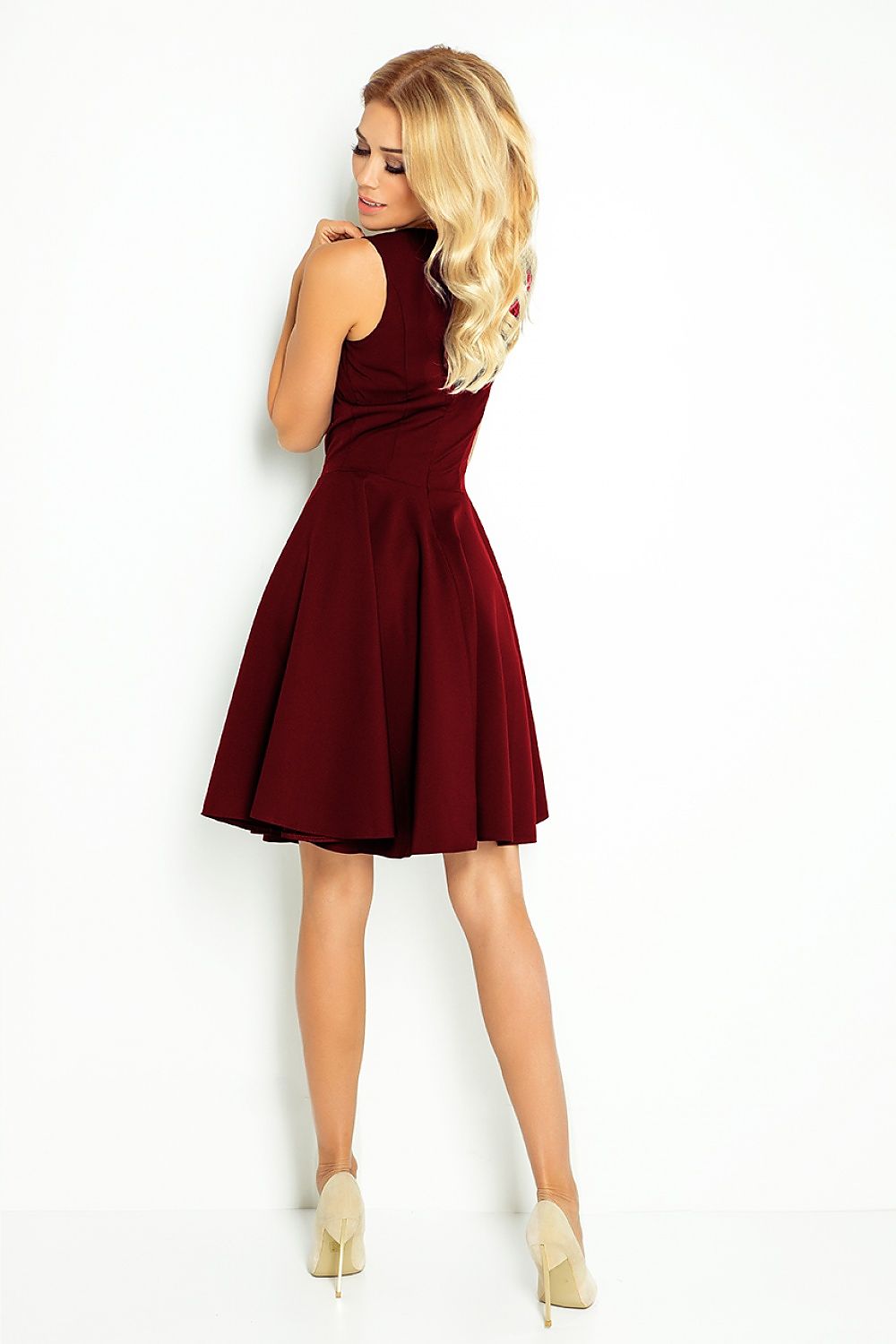 Wine Sleeveless Flowy Cocktail Dress