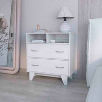 Double Drawer Dresser Arabi, Two Shelves - White