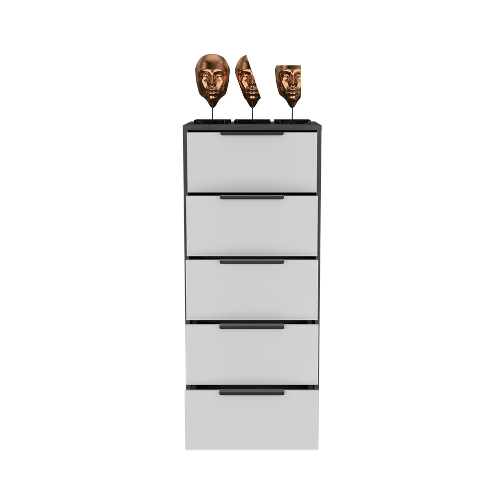 5 Drawers Dresser Maryland, Metal Handle - Smokey Oak / White